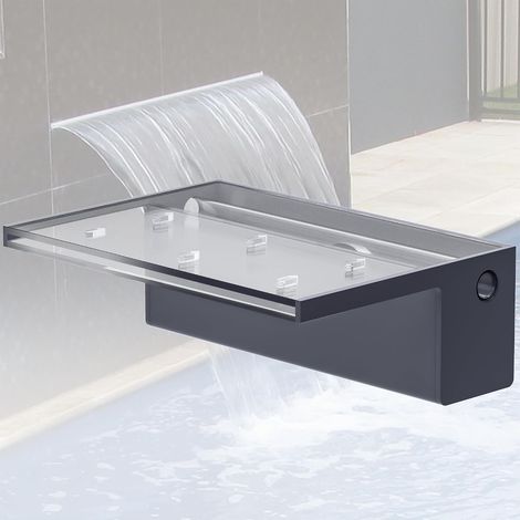 Fontaine De Piscine, Cascade Bassin Exterieur en Acrylique 90cm De Long, Lame D’Eau Largeur 20cm, Cascade Piscine Hors Sol avec Accessoires pour La Décoration D'étang, Patio,Jardin (1/5)