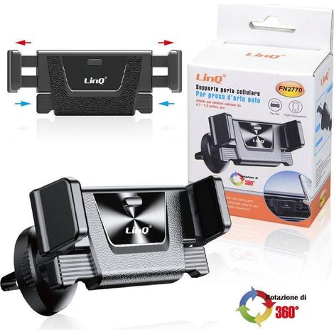 Linq - Staffa Supporto Portacellulare Da Auto Per Smartphone 4.7-7.2" Presa Aria Fn2770 -