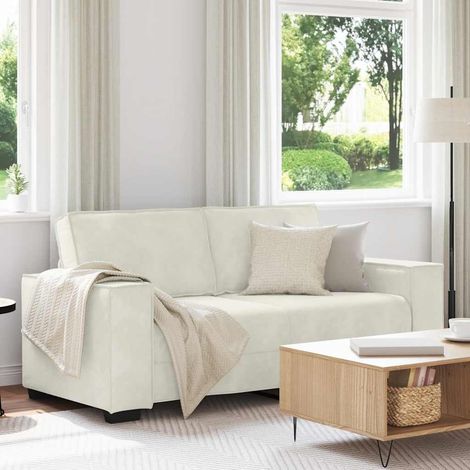 vidaXL Canapé 2 places crème 180x78x84 cm velours (1/5)