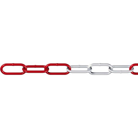 Dörner + Helmer Rundstahlkette gerade C-60 verz., rot/weiss, Rolle D = 15 m