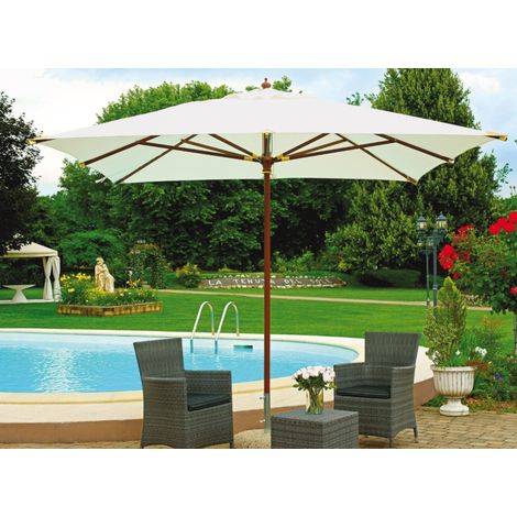 Ombrellone Giardino Professionale Palo in Legno Tetto Rinforzato Ecrù 3 x 3 Mt (1/2)