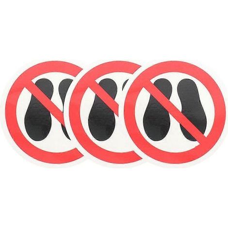 Lot de 3 panneaux adhésifs de signalisation « Interdiction de marcher sur la surface »-6.00X6.00X0.10CM (1/4)