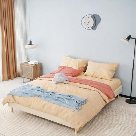 Tête de lit beige en tissu métal 200 x 160 x 14 cm (1/5)