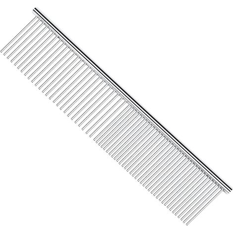 Pet Steel Grooming Tool Poodle Finishing Butter Comb 7 1/2-inch L Silver Dog Combs with Rounded Ends Stainless Steel Teeth, Cat Comb for Removing Tangles and Knots (1/5)