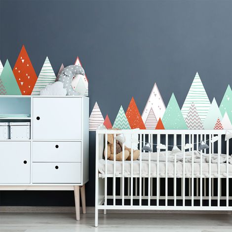 Stickers muraux enfants - Décoration chambre bébé - Autocollant Sticker mural géant enfant montagnes scandinaves NINAKA - 40x65cm (1/5)