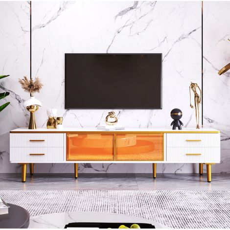 Mueble TV Moderno Efecto Madera, LED Variables, 175 (L) X 31 (P) X 41 (H) Cm (1/5)