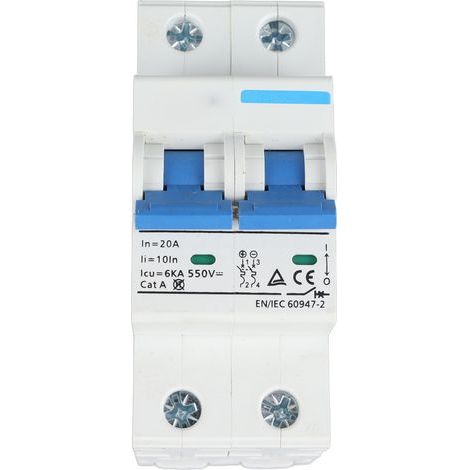 Miniatur-2-poliger DIN-Schienen-Leistungsschalter, Trennschalter, DC 550 V, 20 A (1/5)