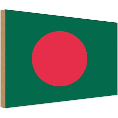 Panneau en bois 30x40 cm Drapeau et armoiries du Bangladesh (1/4)
