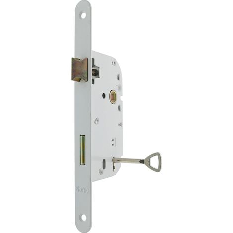 Serrure à encastrer axe 50 mm pour Porte de chambres, d'intérieur, coloris Blanc (1/5)