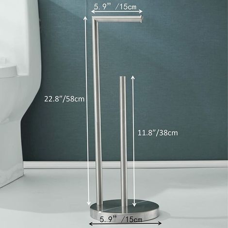 Porte Papier Toilette sur Pied en Acier Inoxydable 304 Support de Porte-Rouleaux de Papier avec Stockage Aucun Perçage - Nickel Brossé (1/5)