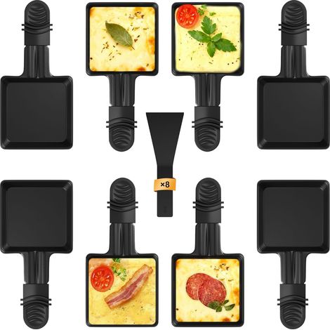 Ensemble de moules carrés à pâtisserie - 8 pièces - Matériau métallique antiadhésif - Poignée isolée thermiquement - Spatule en nylon incluse - Convient pour la cuisson au four (4 petits moules carrés (1/5)