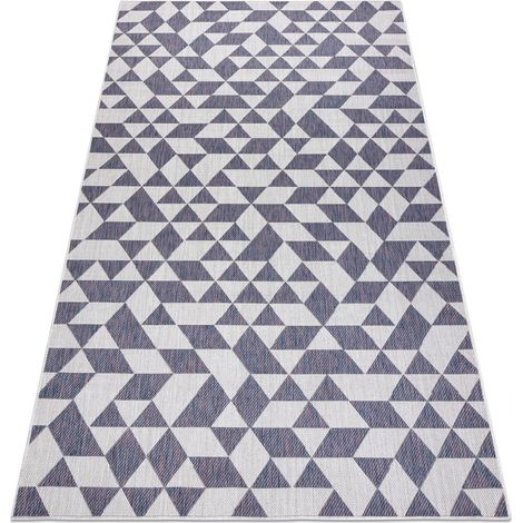Tappeto SIZAL SION Geometrico, triangoli 22373 tessuto piatto ecru / blu / rosa multicolour 180x270 cm