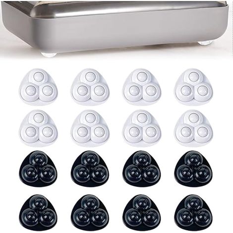 16 mini roulettes autocollantes 37mm pivotantes blanc/noir, pour meubles et caisses de rangement (1/5)