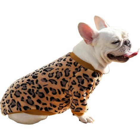 Maglione per cani di piccola, media e grande taglia, pullover in pile per cani, cappotto invernale caldo in flanella per gatti, abbigliamento per gatti per il freddo (stampa leopardata marrone, M) (1/5)