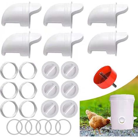 Mangiatoie automatiche a zero rifiuti per polli con 6 aperture + campana a sega, per polli, anatre, oche, uccelli e quaglie.