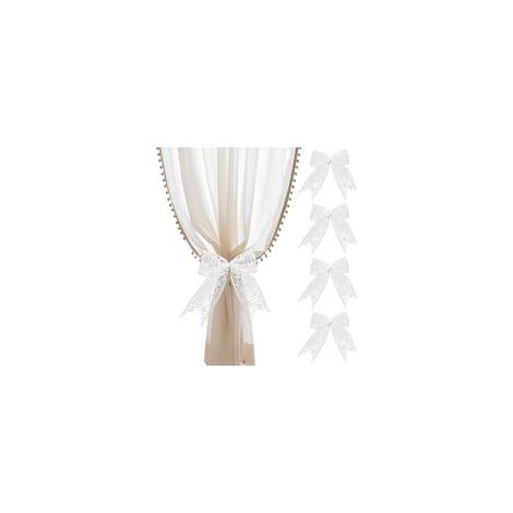 Ensemble de 4 embrasses de rideaux en coton, embrasse de rideaux style couronne, embrasse de rideaux style bohème, convient pour la maison, la chambre et le bureau, motif bouquet, beige (avec