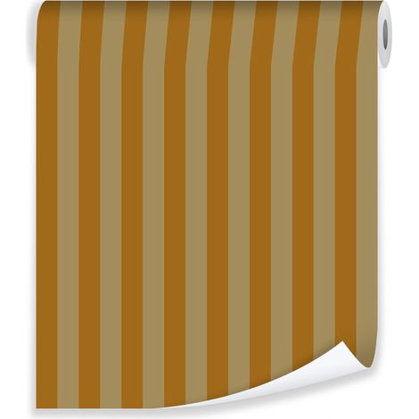 Papier peint rayures marron scandinave sur molleton mur salon chambre coucher (1/3)
