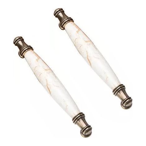 2 boutons de meubles en céramique, bouton en forme de T, boutons en céramique et alliage de zinc (entraxe 96 mm) (1/4)
