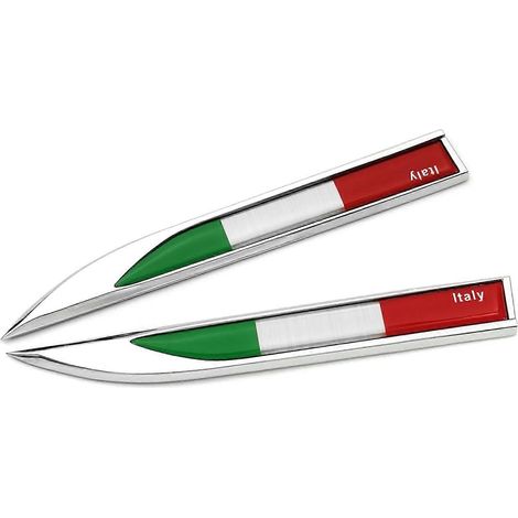 Drapeau italien en métal, couleur IT, modèle 2025 (une paire), pour voiture ou véhicule. (1/3)