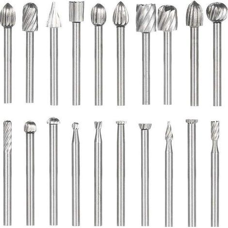 20PCS HSS Coupe Rotative Bavure Fraises Rotatives Fraisage Burr Cutter Outils Bois Pierre Métal Sculpture (1/3)