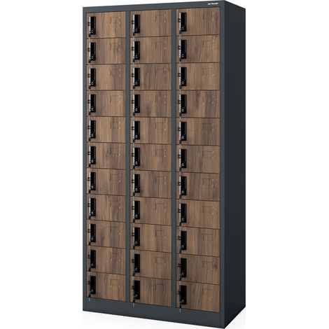 Wertfachschrank OLIVER, 900 x 1850 x 450 mm, Eco Design: Anthrazit/Nussbaum