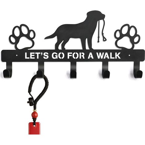 Porta guinzaglio in acciaio da parete, appendiabiti unico con 5 ganci/due viti, ganci per cani da porta per parete, mensola portaoggetti per accessori per cani, portachiavi da parete, appendiabiti ... (1/5)