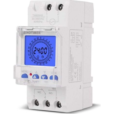 Horloge Électronique avec Affichage LCD Minuterie Programmable 24h Commutateur Analogique Intelligent Rail DIN (1/5)