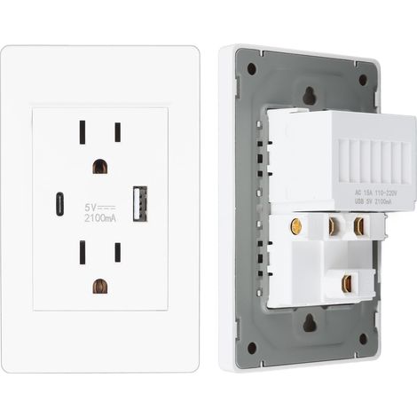 Prise murale multifonctionnelle de type C avec port USB, haute sécurité, pour une utilisation domestique (110-220 V). (1/5)