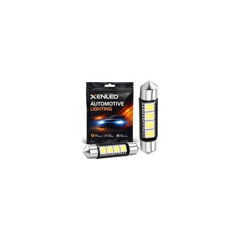 2 x AMPOULES C10W - 4 LEDS SMD anti-erreur - Navette C10W 42mm 12V Lampe de plafonnier BLANC (1/5)