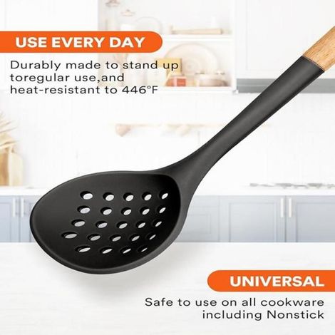 Écumoire - Silicone Alimentaire - Résistante Jusqu'à 230 °C - Pour Friture Et Égouttage - 1 Pièce (1/4)