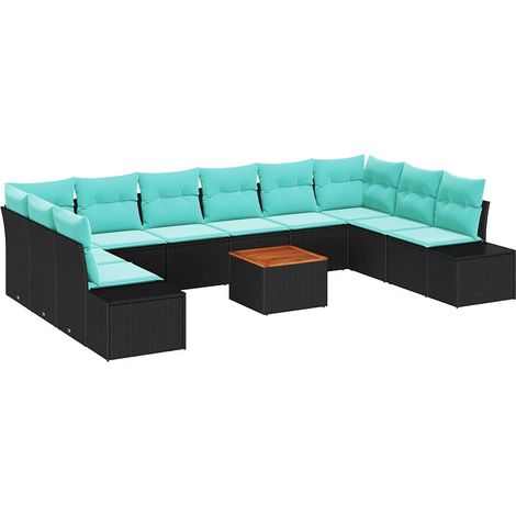 Garden Sofa Set 11 pcs Black Poly Rattan vidaXL (1/5)