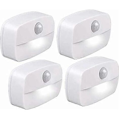 Veilleuse LED automatique [Lot de 4], Veilleuse murale autocollante à détecteur de mouvement, Veilleuse murale pour salle de bain, chambre, couloir (1/5)