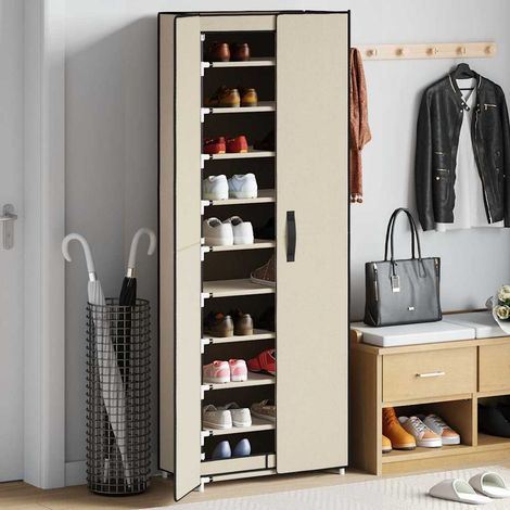 vidaXL Zapatero de tela crema 60x30x166 cm (1/5)