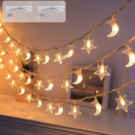 Guirlande Lumineuse Étoile Lune - 40 LED - Alimentée Par Piles - Pour Décoration Intérieure Festival Chambre Enfant Tente De Camping - 300 cm (1/5)
