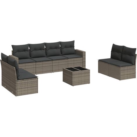 Maison Exclusive - 9-tlg. Garten-Sofagarnitur mit Kissen Grau Pol