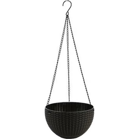 Pot de fleurs flottant avec réservoir d'eau – Jardinière suspendue avec chaînette – Pour intérieur et extérieur – Noir (1/5)