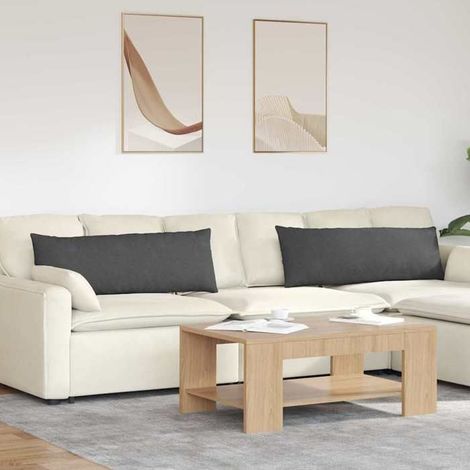 Coussins de canapé - Moderne - Velours côtelé gris foncé - 120 x 40 cm - Lot de 2 (1/5)