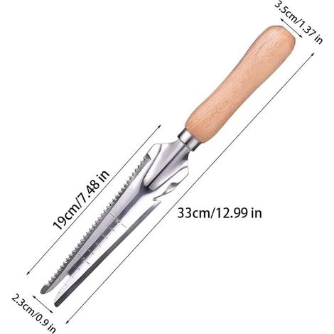 Attrezzo manuale per la rimozione delle erbacce, diserbante manuale in acciaio inox con strumento di misurazione, attrezzo manuale per la rimozione delle erbacce con manico per scavare il prato, trapi (1/4)
