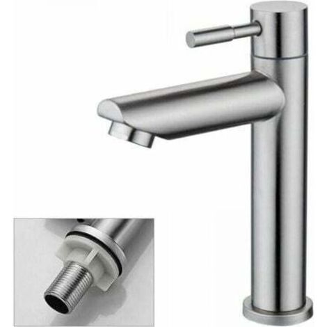 Einteiliger Waschtischhahn, Kaltwasser-Waschtischhahn, langlebiger, verchromter Kupfer-Handwaschtischhahn - Waschbeckenarmatur