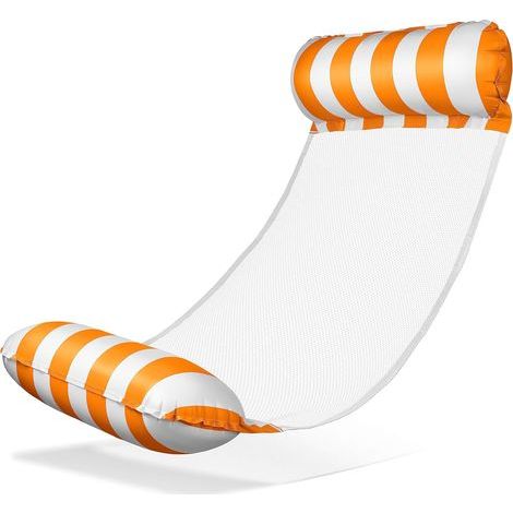 Multifunctional 4-in-1 floating pool hammock with net frame and inflatable chair, suitable for adults and children, orange. (1/4)