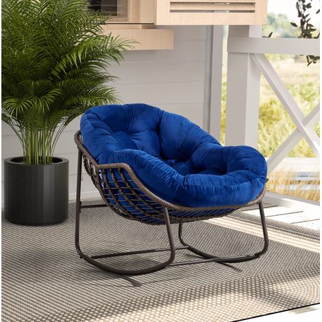 Meuble jardin fauteuil à bascule rotin bleu OKMYHOME (1/5)