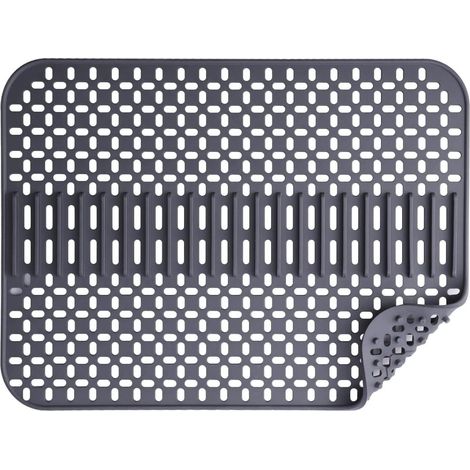 Afdruipmat - Siliconen Gootsteenbeschermer - 43 x 32 cm - 1 cm Dik - Hittebestendig Tot 230 °C - Antislip - Vaatwasmachinebestendig - Donkergrijs (1/5)