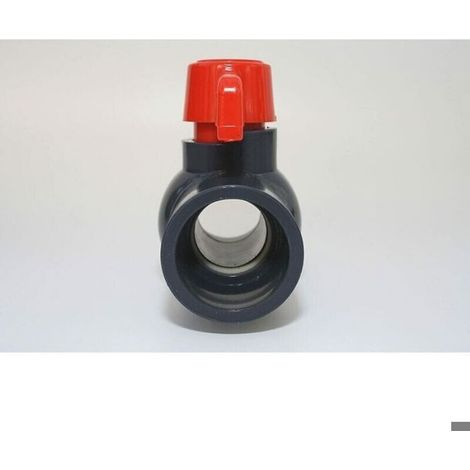 Vanne à bille – 50 mm PVC – avec poignée rouge – pour irrigation et drainage (1/4)