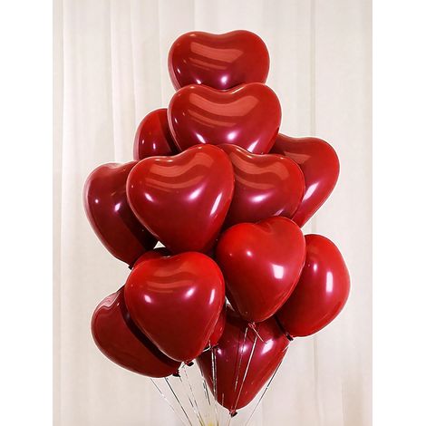 20 pcs Ballons en latex en forme de cœur rouge grenade de 10 pouces, pour anniversaire, Saint-Valentin, demande en mariage, fiançailles, décoration de salle de mariage, extérieur, photographie, Noël (1/4)