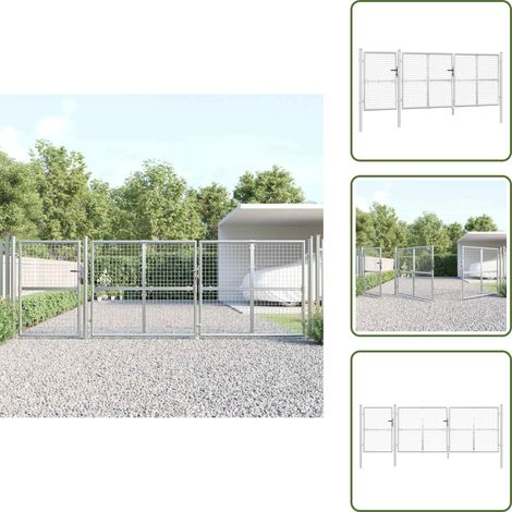Cancello da patio - vidaXL Cancello da Giardino in Rete Argento 400x125 cm in Acciaio Zincato - Cancello da terrazza