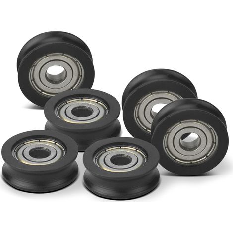 6 Roulements 5x20x7 mm,Roues Coulissantes pour Moustiquaires, Roulettes pour Fenêtres Coulissantes pour Portes Coulissantes,Fenêtres Coulissantes et Moustiquaires,Acier Inoxydable et POM,Noir (1/5)