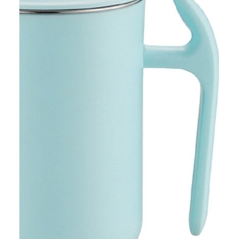 Mug isotherme à double paroi en acier inoxydable 550 ml, anti-fuites et anti-brûlures, finition givrée, bleu ciel, idéal pour la maison, les cafés et le bureau. (1/4)