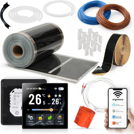 Film chauffant infrarouge d&x27une puissance de 140 W avec thermostat WIFI inclus