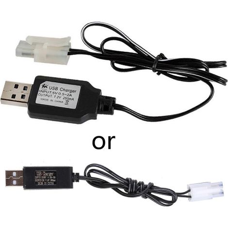 Chargeur pour batterie Ni-Cd/Ni-MH 7,2 V. Entrée : CA 110-240 V. Sortie : 7,2 V, 250 mA. Connecteur Tamiya KET-2P pour jouet télécommandé. (1/5)