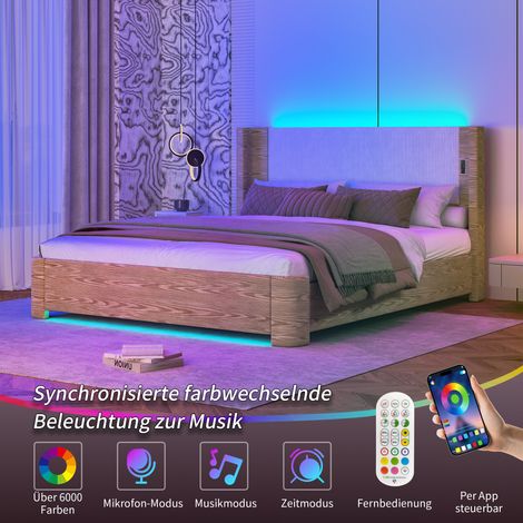 Lit coffre vérins gaz BL-536 KING, sommier relevable hydraulique, rangement spacieux, matelas 160x200, mécanisme amorti, literie moderne, chambre adulte (1/5)